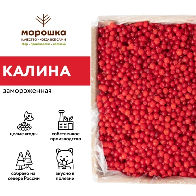 Калина замороженная 250 г в прозрачной коробочке