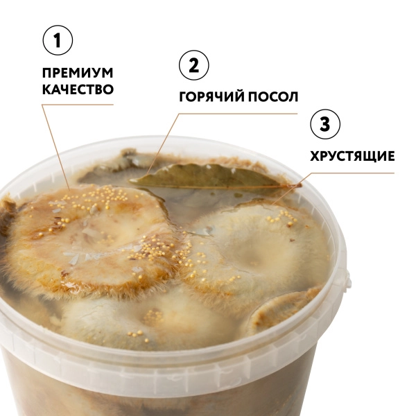 Груздь НАСТОЯЩИЙ БОРОВОЙ соленый целый г/п (Вед/пл 3,2 л.)